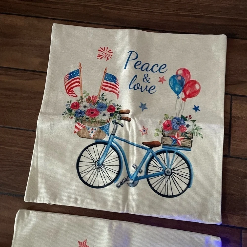 4TH OF JULY “LET FREEDOM RING” truck bicycle,gnomes pillow cushion covers